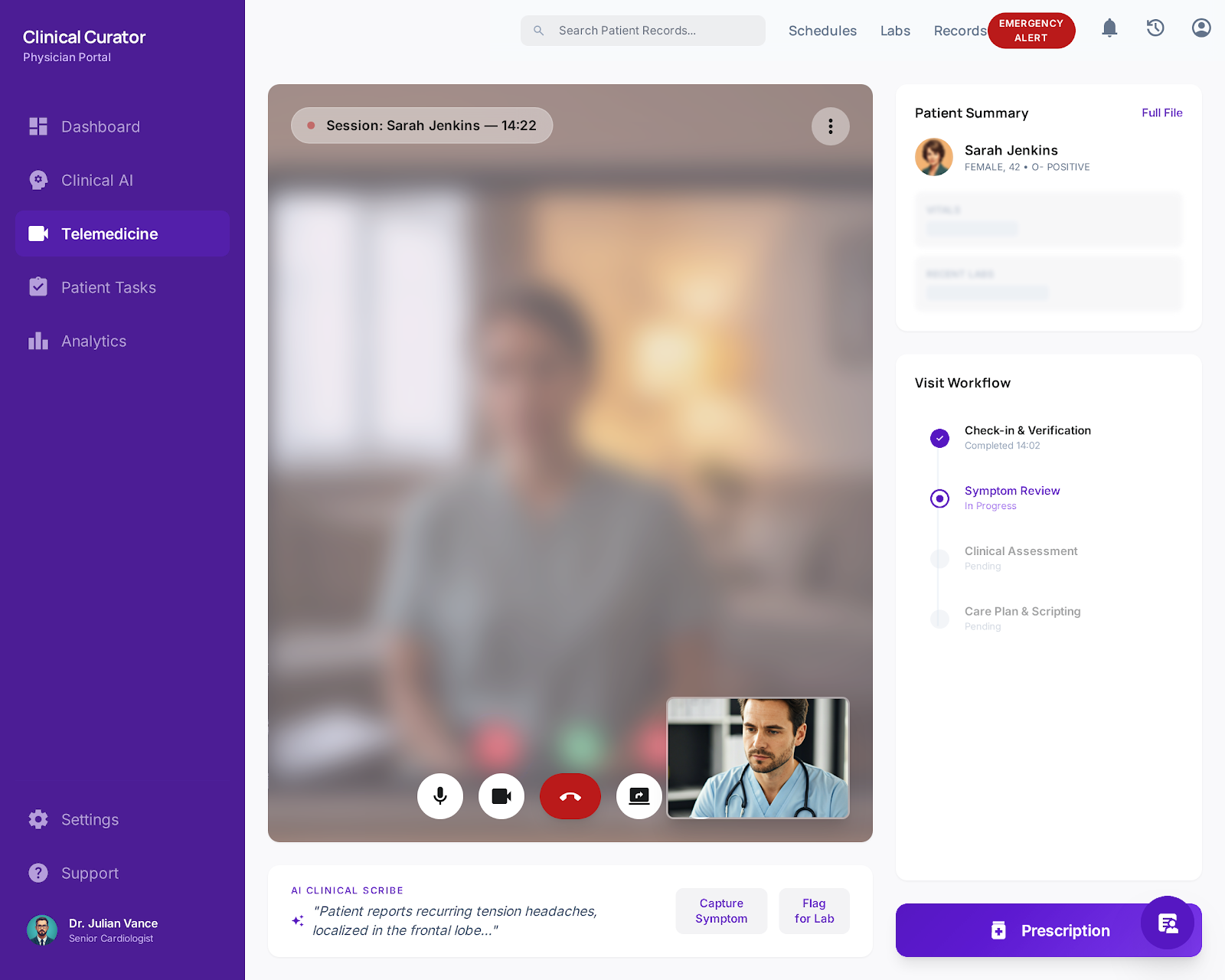 Telehealth and clinic booking interface
